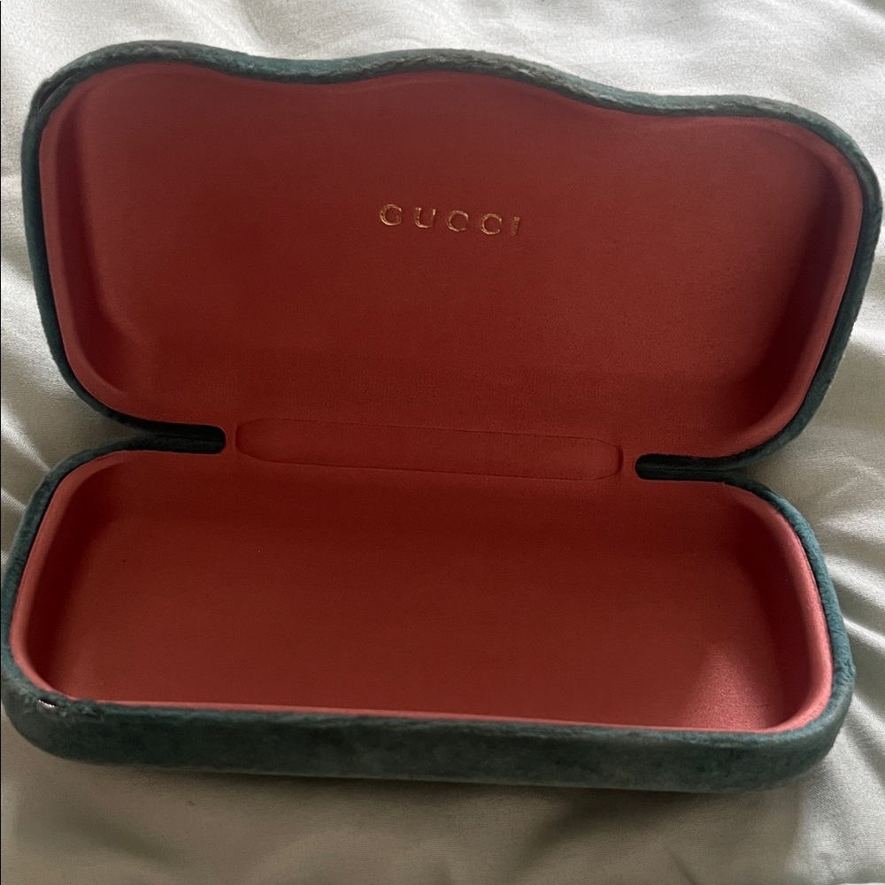 Gucci Green Velvet Eyewear Case with Red Interior